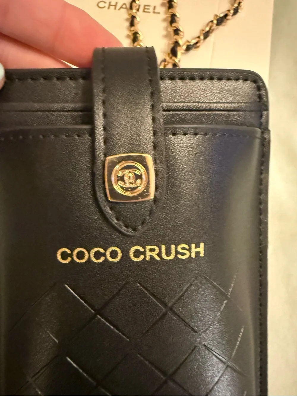 CHANEL Black Coco Crush Quilted Leather Wallet or Phone/Accessory Holder